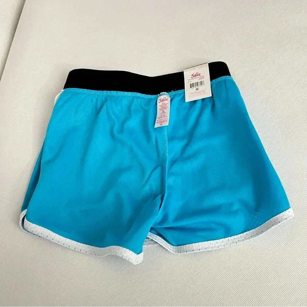 Justice Girls Core Solid Mesh Shorts Blue/Black Elastic Waist size Small (7/8)